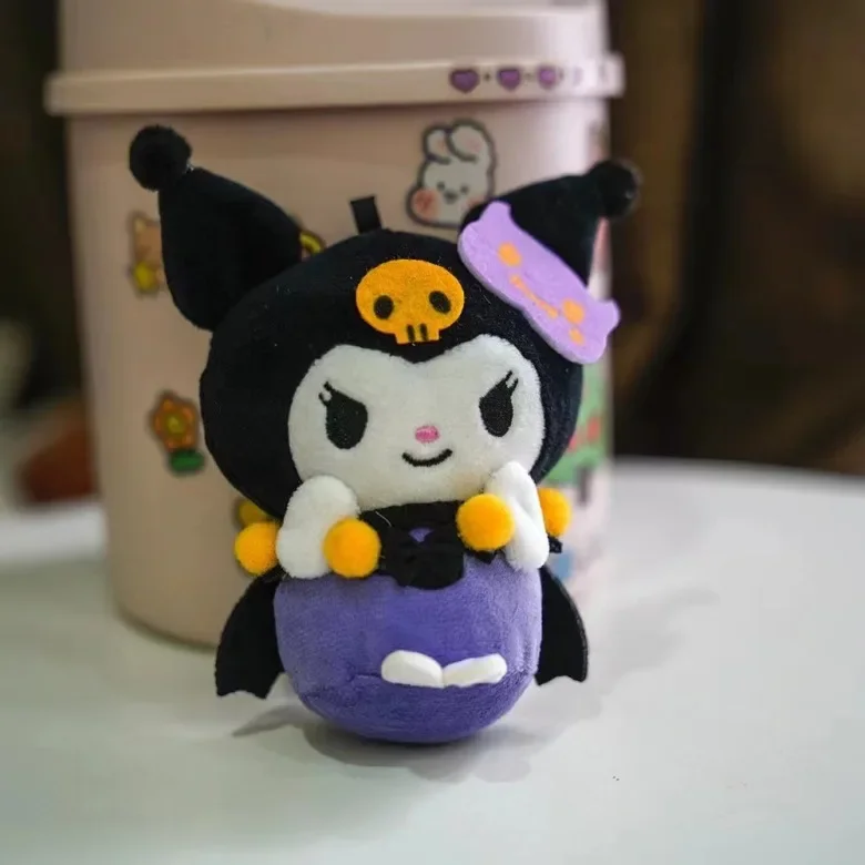 Hot Selling Sanrio Hellokitty Plush Doll Cartoon Peripheral Halloween Kulomi Demon Ugly Fish Jade Bead Chain Pendant Doll Toy