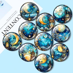 Watercolor Clipart Magical Moon 10pcs 12mm/18mm/20mm/25mm Round photo glass cabochon demo flat back Making findings