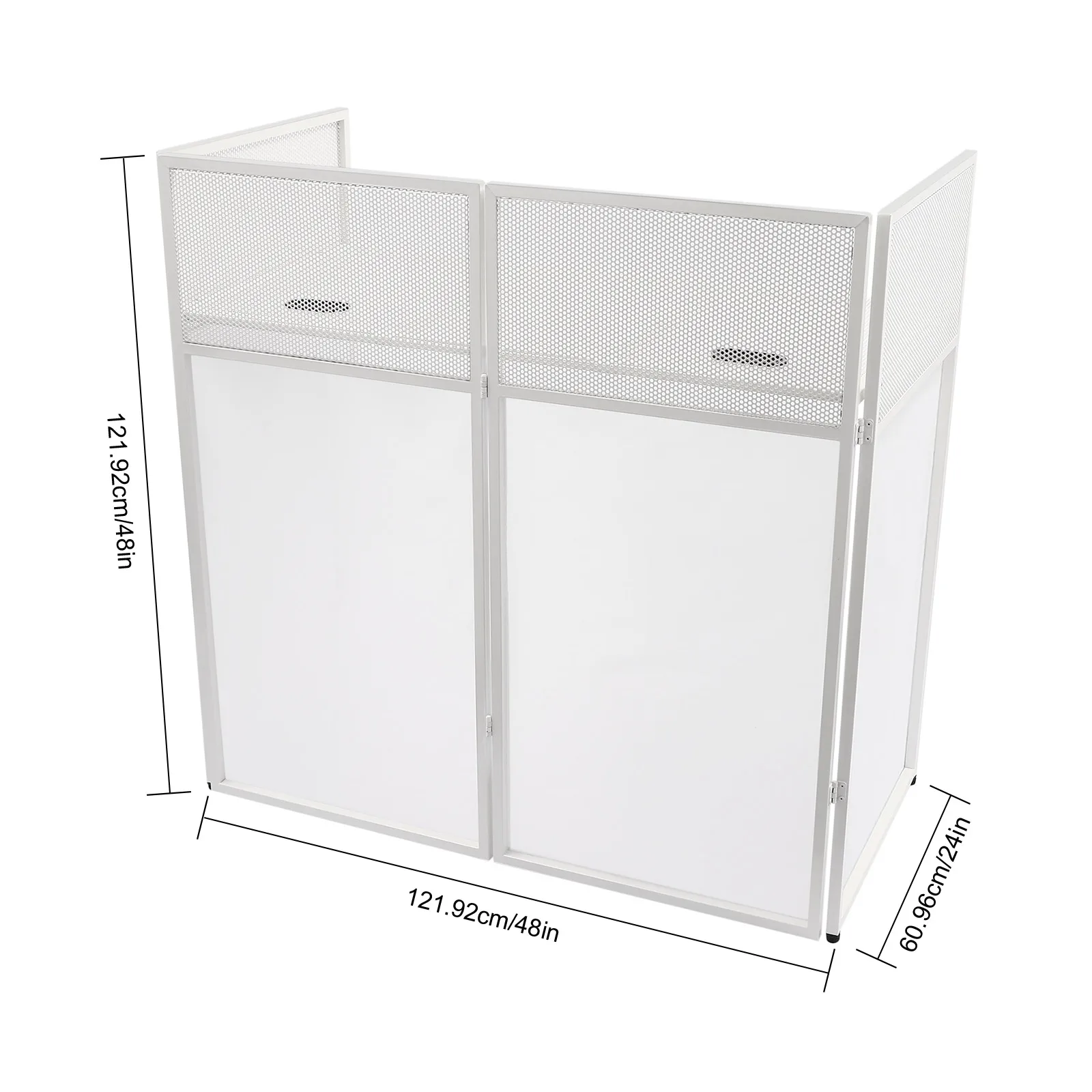 كشك مناسبات DJ مع طاولة رف عرض مقاس 48 × 24 بوصة، محطة واجهة مناسبات محمولة قابلة للطي مع حقيبة يد للحفلات، مقشدة إضاءة