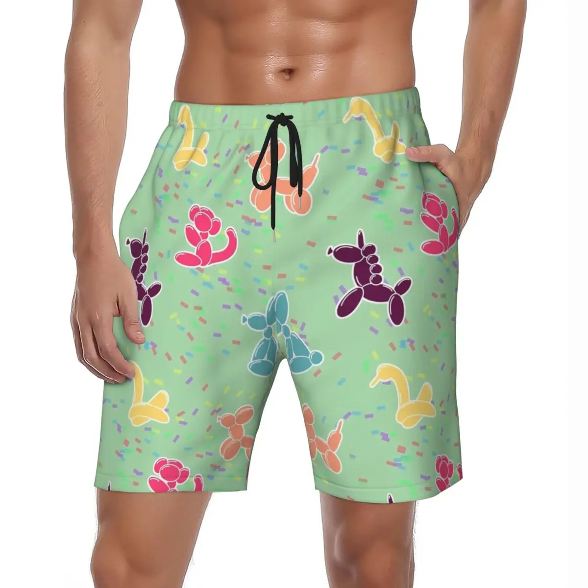 

Шорты для доски с воздушными шарами для собак, летние повседневные шорты ярких цветов с животными, мужские спортивные быстросохнущие пляжные плавки «сделай сам» на заказ