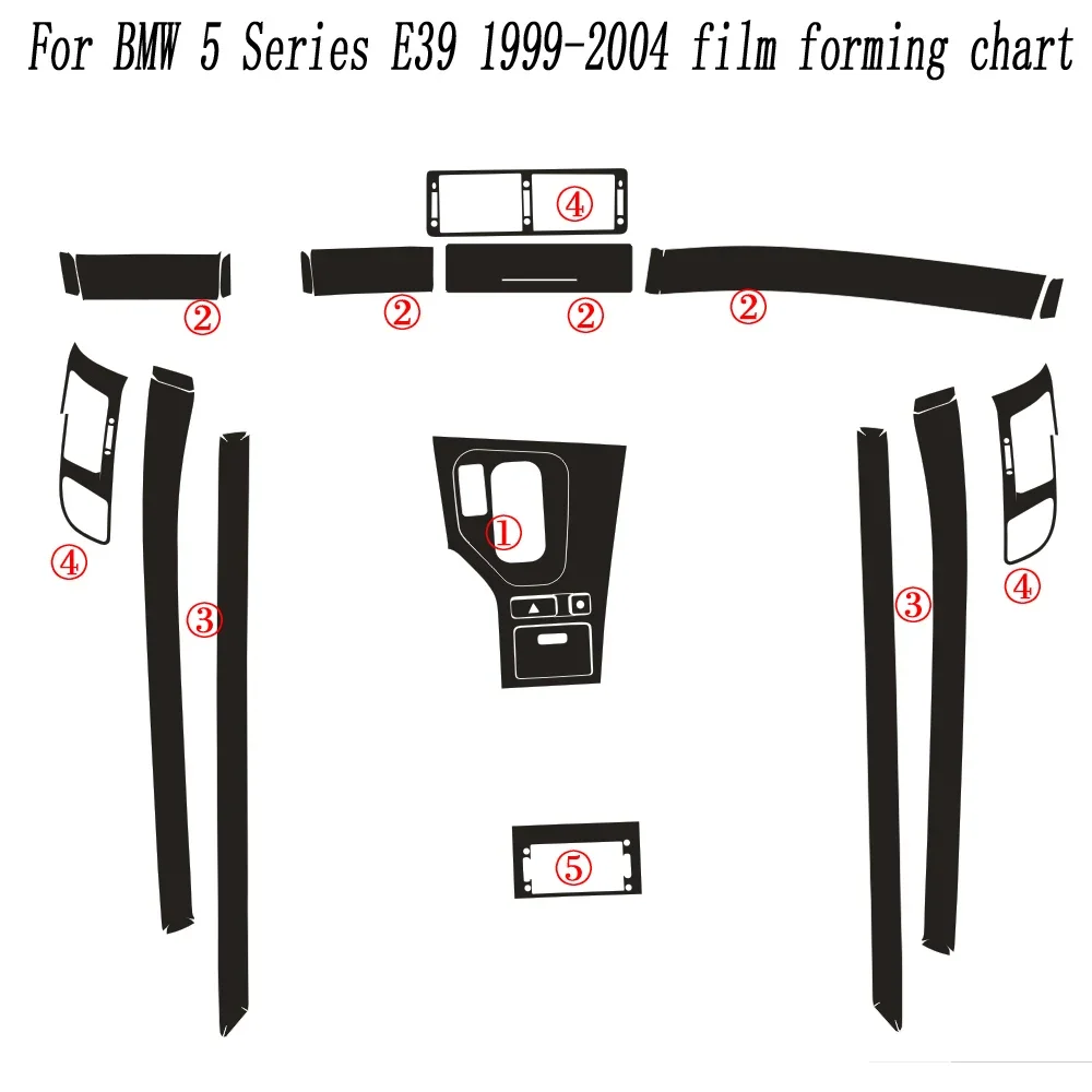 Carbon Fiber For BMW 5 Series E39 1999-2004 Car Film Interior Stickers Center Console Gear Dashboard Air Door Handle Lift Panel - view 3