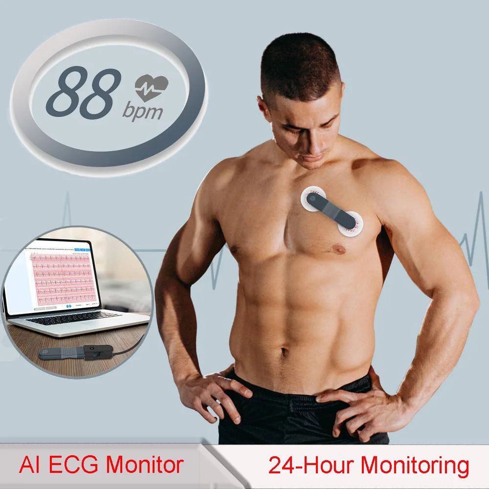 Bluetooth dynamic heart rate electrocardiogram monitor AI analysis 24-hour real-time monitoring wearable electrocardiogram recor