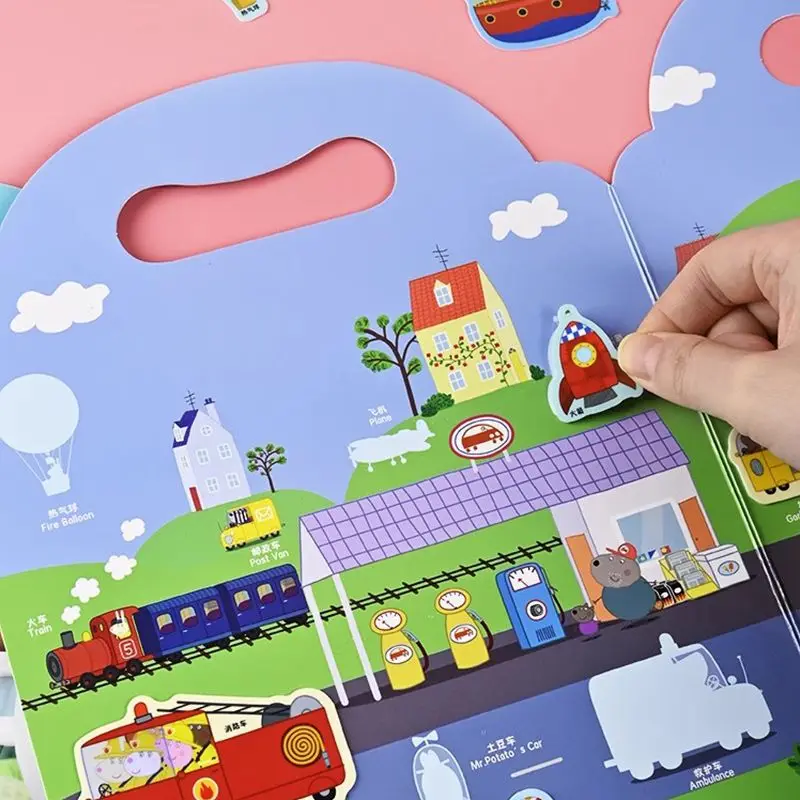 Peppa Pig jelly stickers for girls and boys cute cartoon large quiet book stickers for decoration and intelligence development view 5