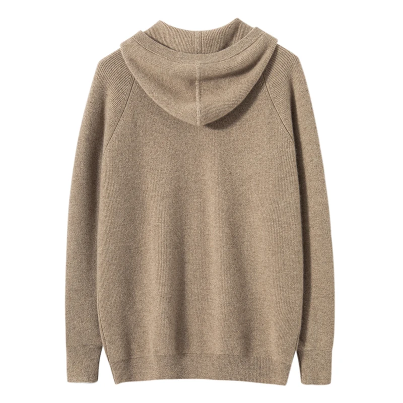 2025 Sweater Men's Cardigan Hoodies 100% Pure Cashmere 2025 Fall Winter Warm Long Sleeve Zip Sweatshirt Sport Hooded Jacket