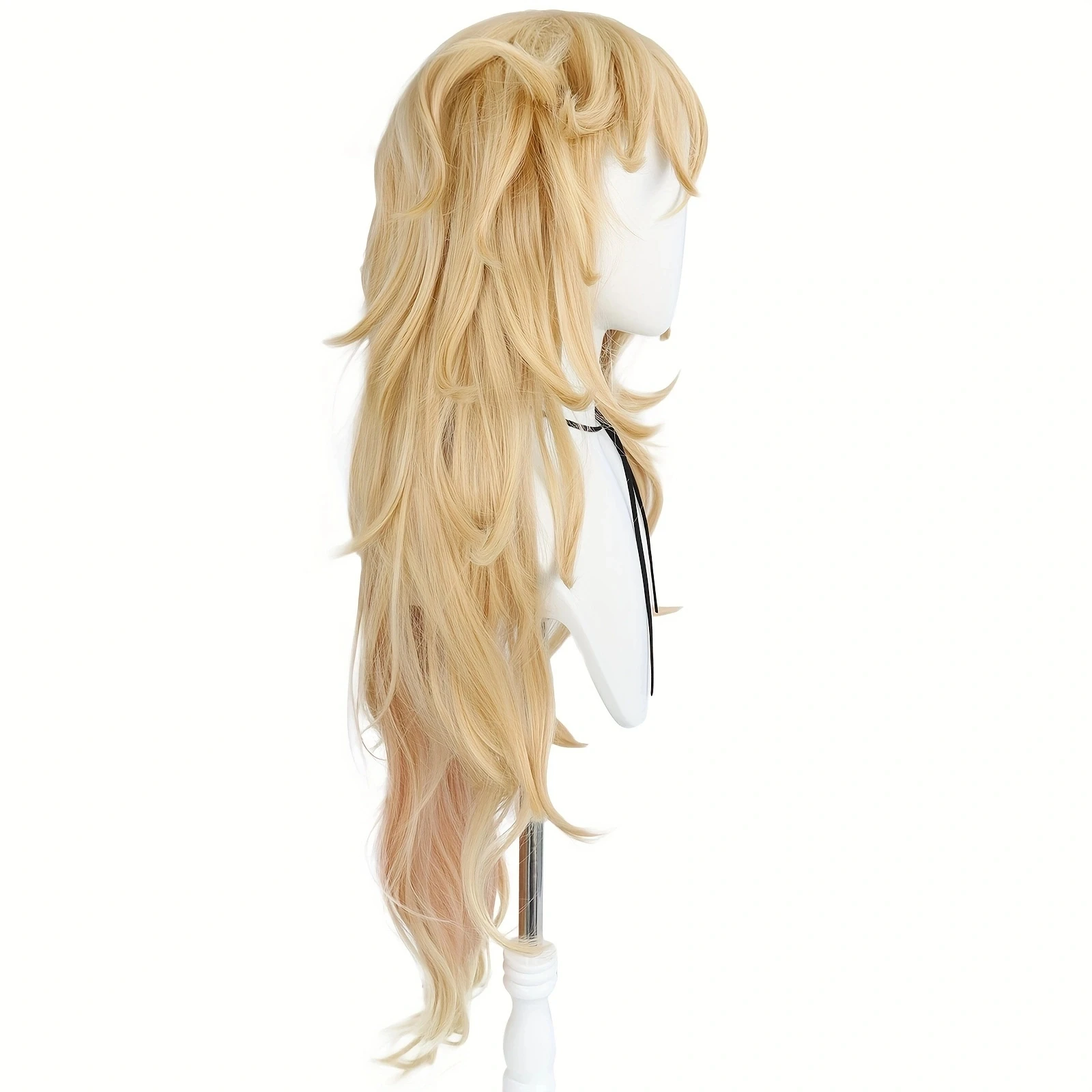 12 Inch Mens Extra Long Wavy Blonde Douma Cosplay Wig with Bangs for Halloween Christmas School Thanksgiving Day image 4