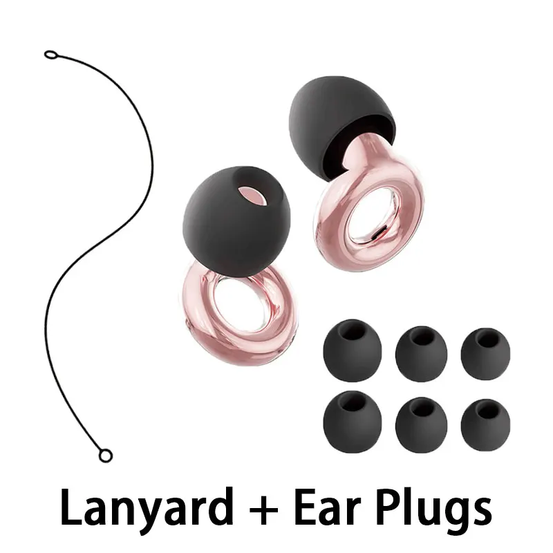 High‑Fidelity Noise Filtering Silicone earplugs With Silicone Lanyard, Soft Flexible Ear Inserts for Sleeping, Bath, Study, Subw