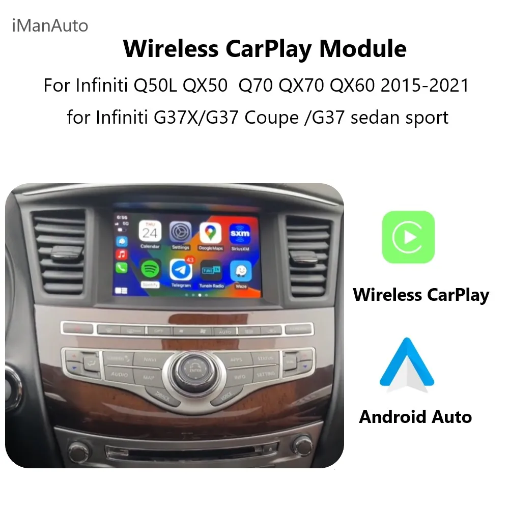 Wireless CarPlay For Infiniti Q50 Q60 QX50 QX60 QX70 QX80 Q70 G25 Android Auto Car Play Interface MirrorLink Airplay