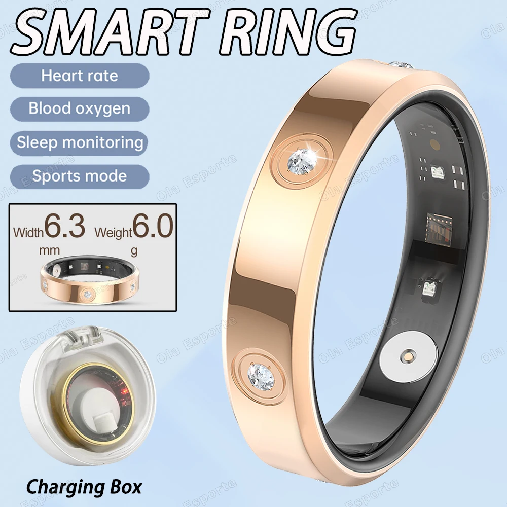 Ola Esporte 2025 Smart Ring Damen Herren Super schmal 6,3 mm Herzfrequenz Gesundheit Stress Messung Monitor IP68 Wasserdicht Mode Sport Ringe 4