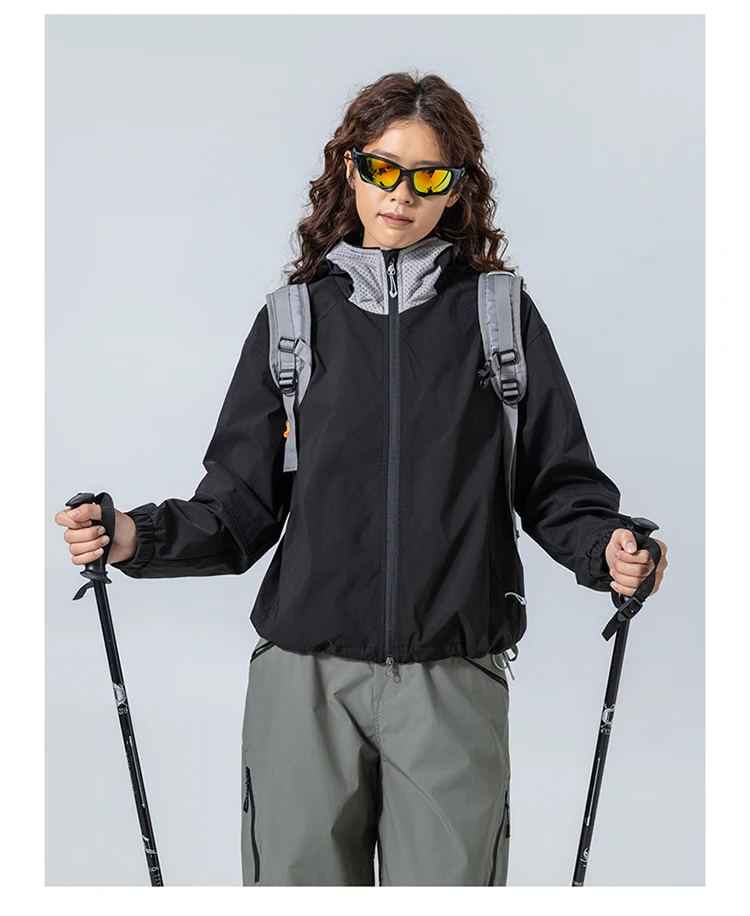 Unisex Wasserdichte Kapuzenjacke – Atmungsaktiv & Winddicht, Urban-Light Outdoor-Design mit Verstellbarem Saum für Wandern und Trekking – Detail 20