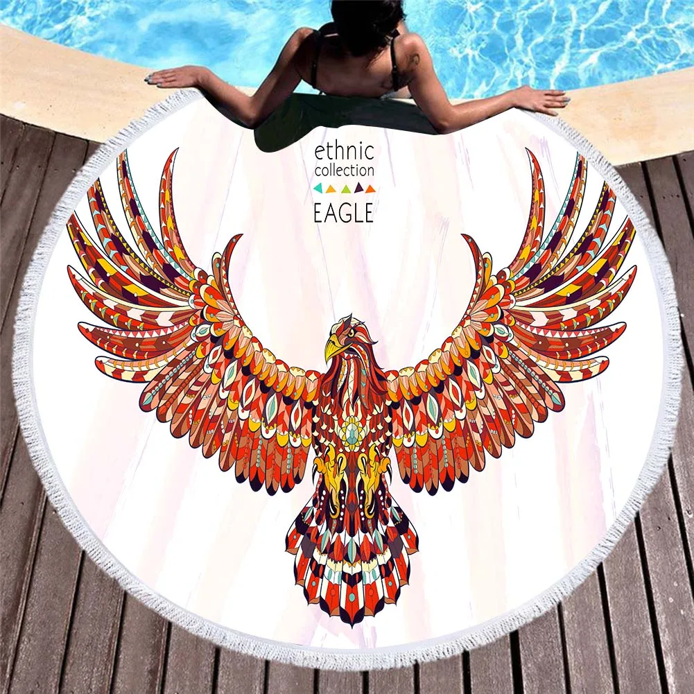 

Ethnic Eagle Wings Fringed Beach Towel, Large Blanket, Swim Spa Sauna Cover-up, 150cm, Holiday Gift, Drop Shipping, Wholesale