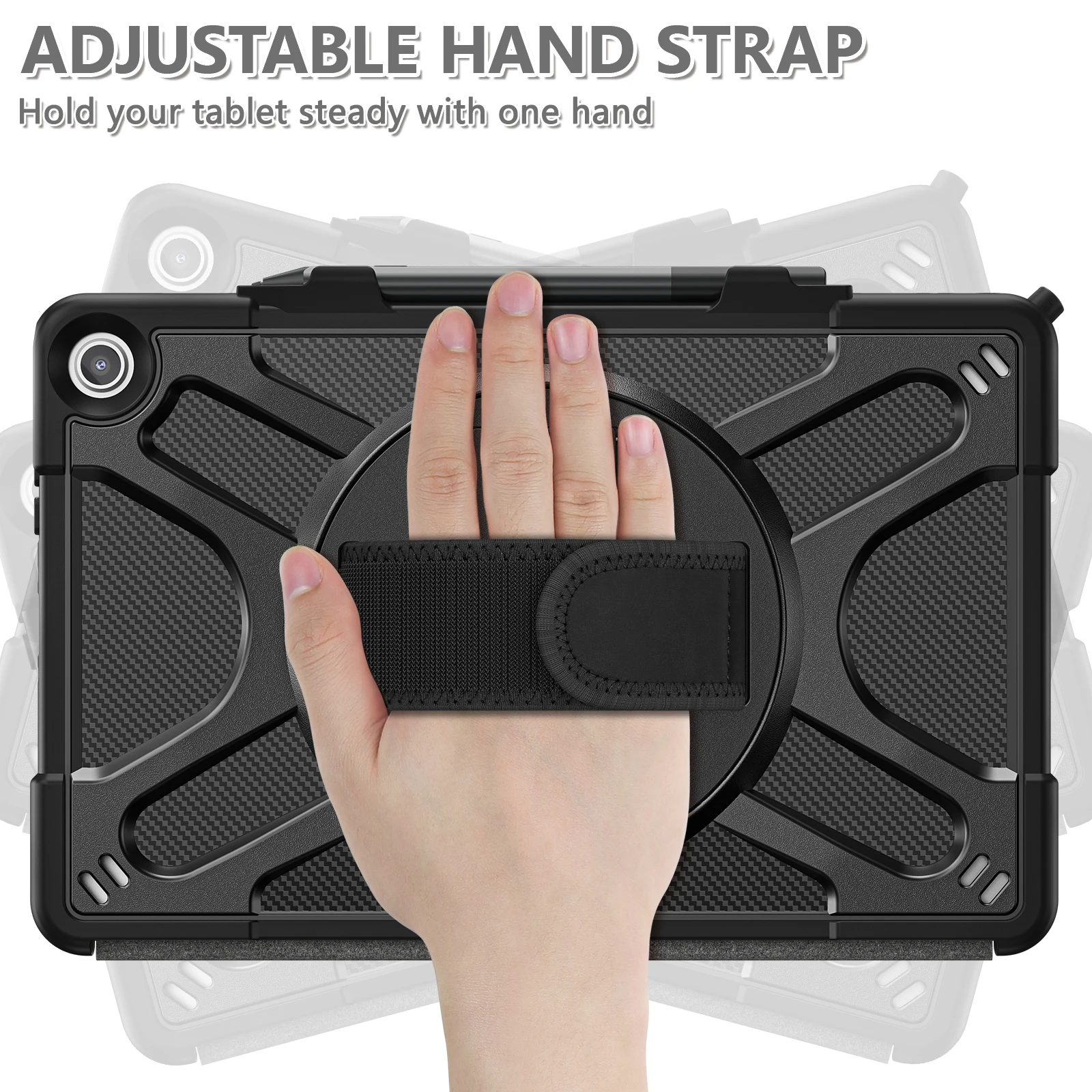 Heavy Duty Hybrid Case For Amazon Fire Max 11 2023 (13th Gen) Protect Cover 360 Rotating With 360 Rotating Adjustable Hand Strap