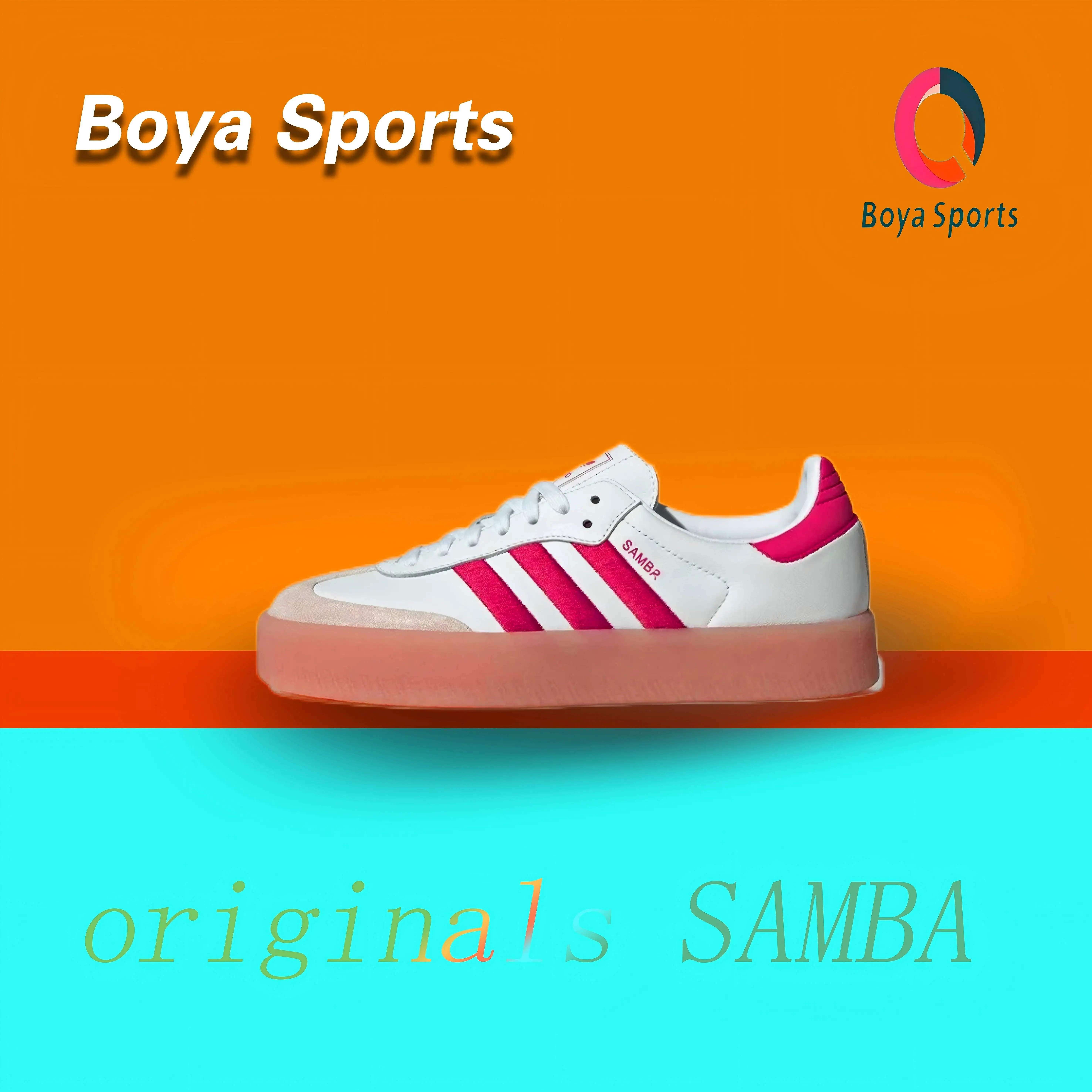 adidas originals SAMBA Classic Casual Low Top Board shoes Men's and Women's Styles White and Red Colorway