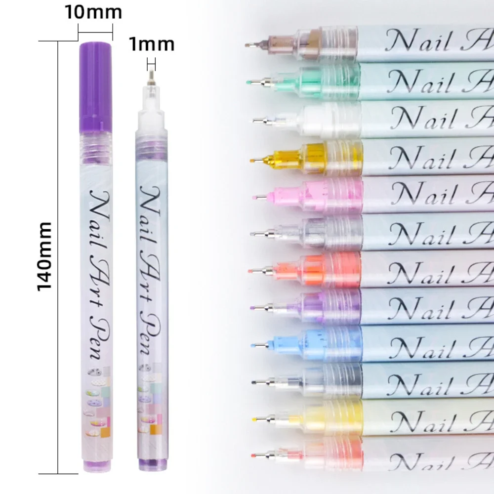 12Pcs/Set Nail Art Drawing Pen Graffiti Nail 0.7mm Acrylic Pen Waterproof Painting Liner DIY Nail Art Beauty Tool