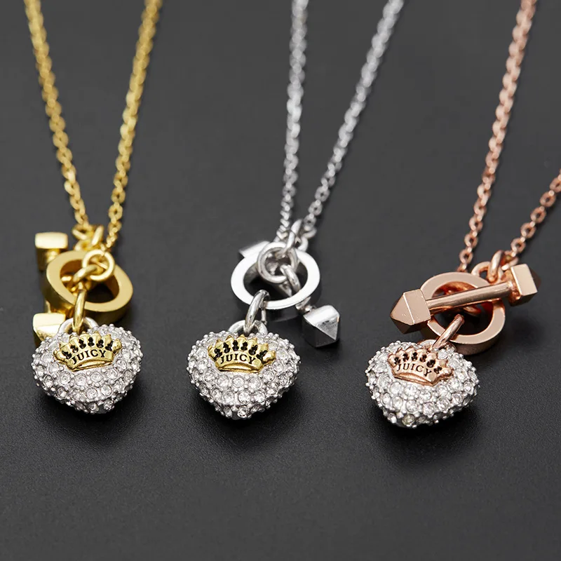 

1Pc Exquisite Fashionable Simple Diamond-encrusted Heart Pendant, T-clasp Short Necklace,Women's Clavicle Chain,Christmas Gift