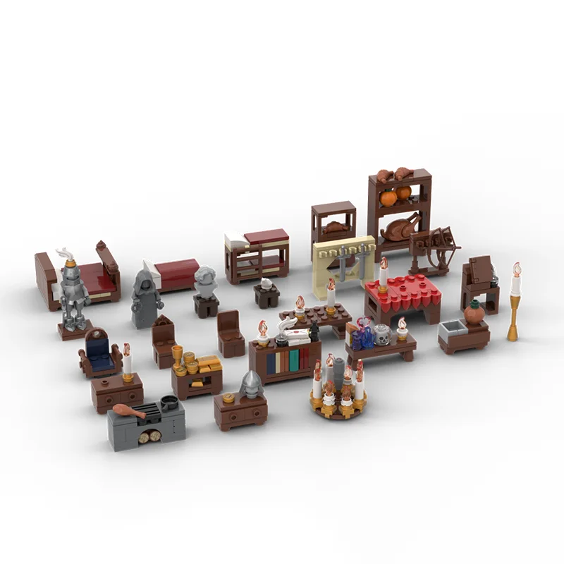 445pcs MOC Basic Castle Furnature Model Building Blocks Architecture DIY Creative Idea Toy Education Festival Gifts Brick