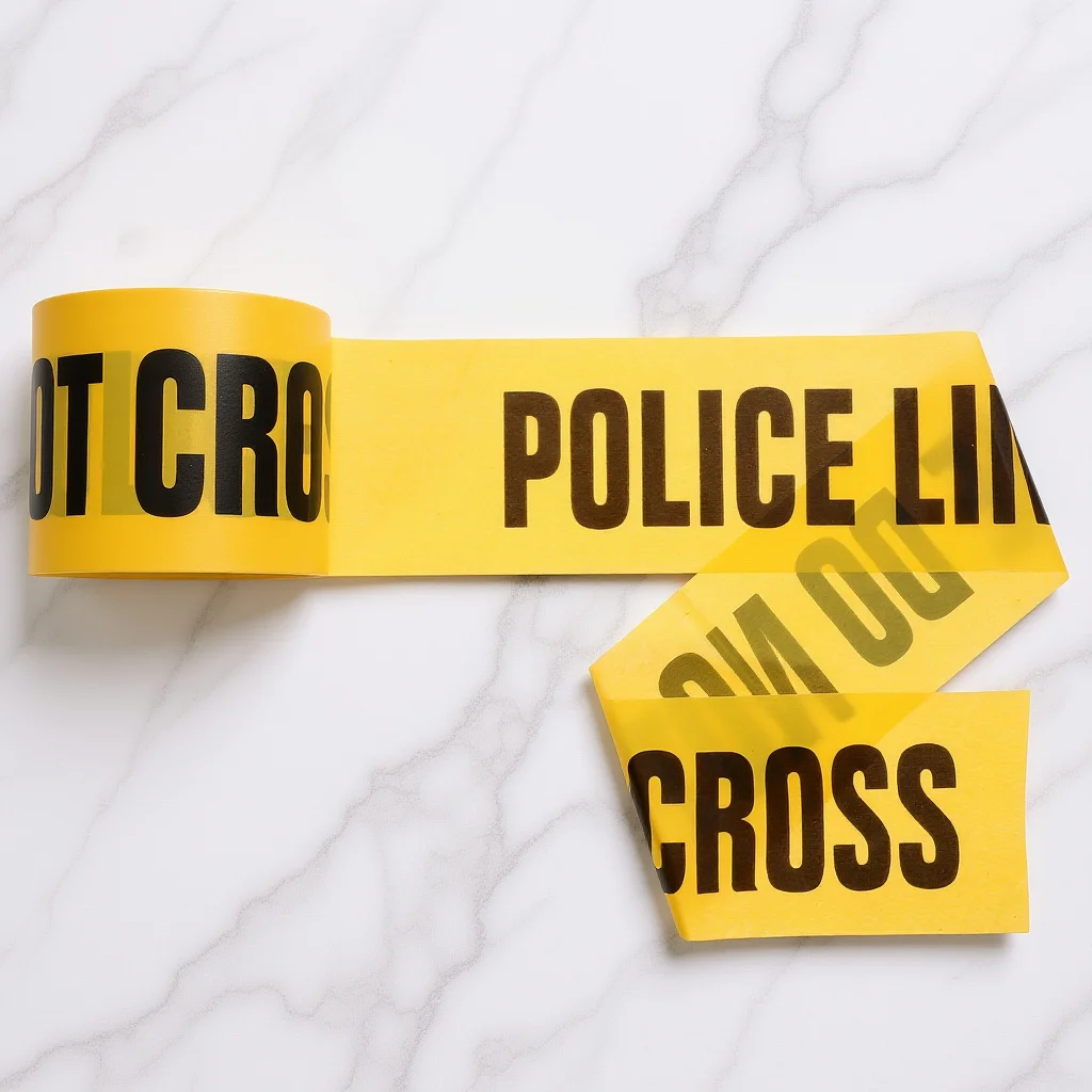 1 لفة شريط تحذير أصفر بولي كلوريد الفينيل حاجز شريط أمان لحفلة البناء ديكور الهالوين شريط حاجز مشهد الجريمة #6