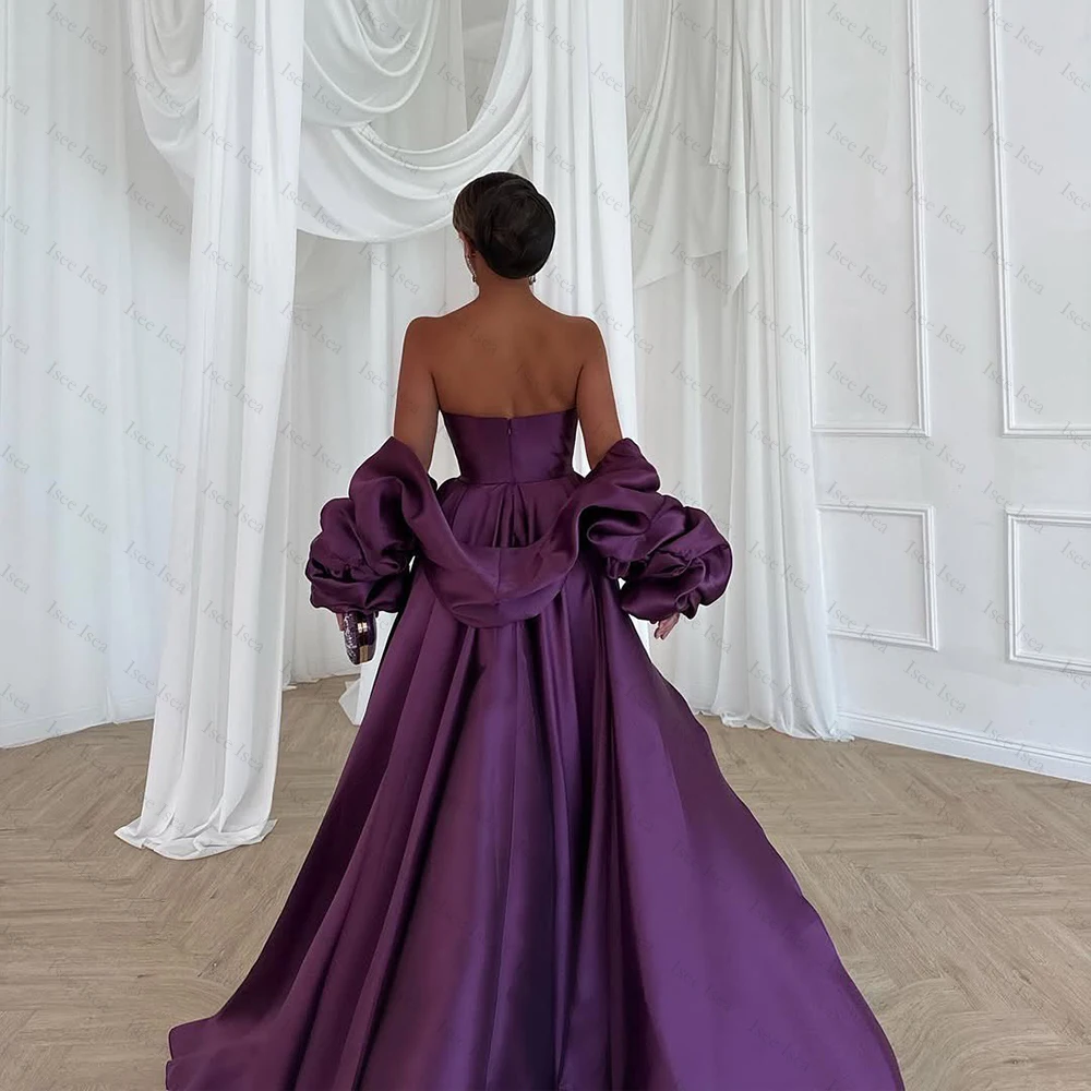 보라색 이브닝 드레스 새틴 디너 가운 A라인 여성용 이브닝 드레스 특별한 날을 위한 맞춤형 정장 드레스