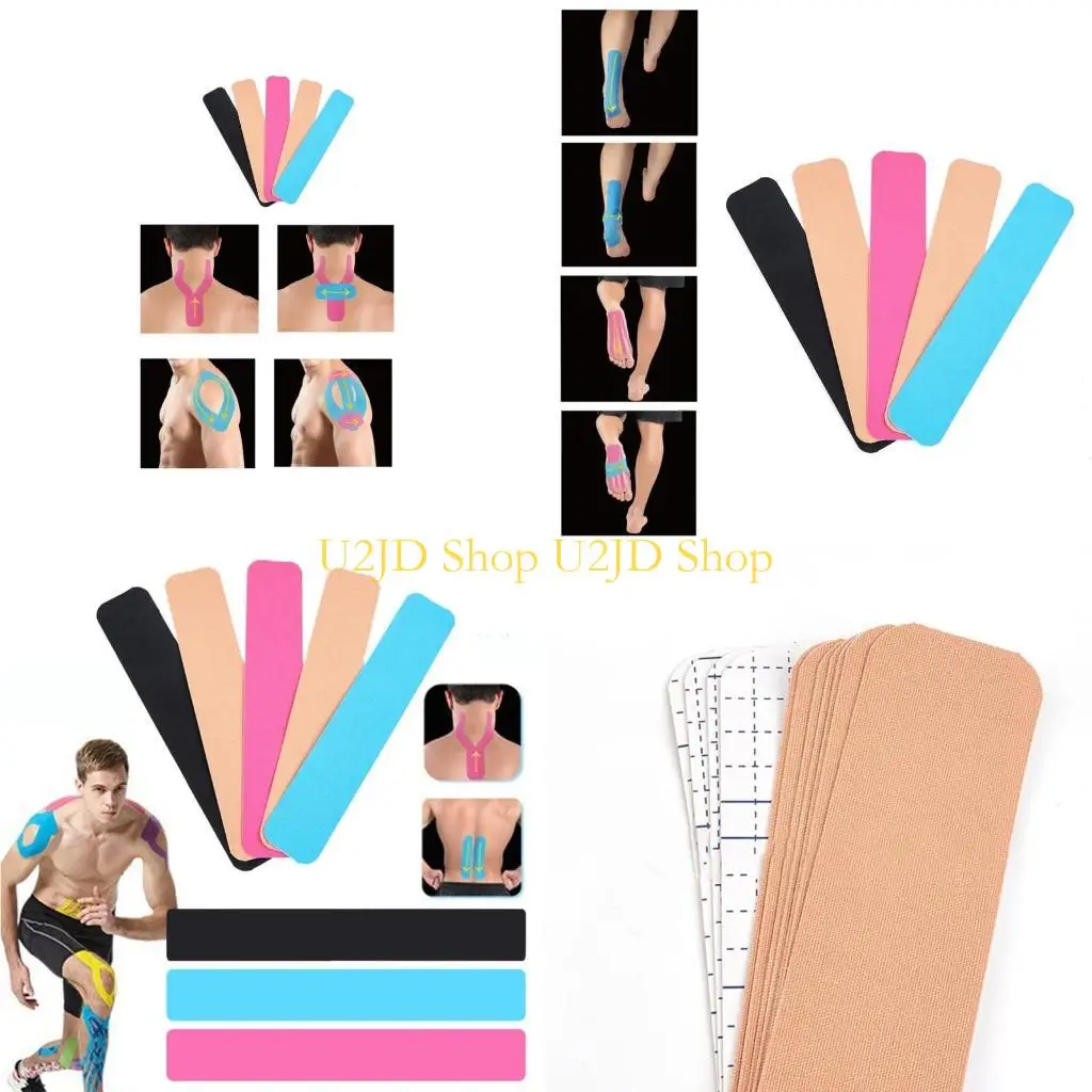 U2JD 10Pcs Kinesiology Tape Precutting Elastic Sports Tape for Muscle Support and Relief in Athletes for Gym Fitness