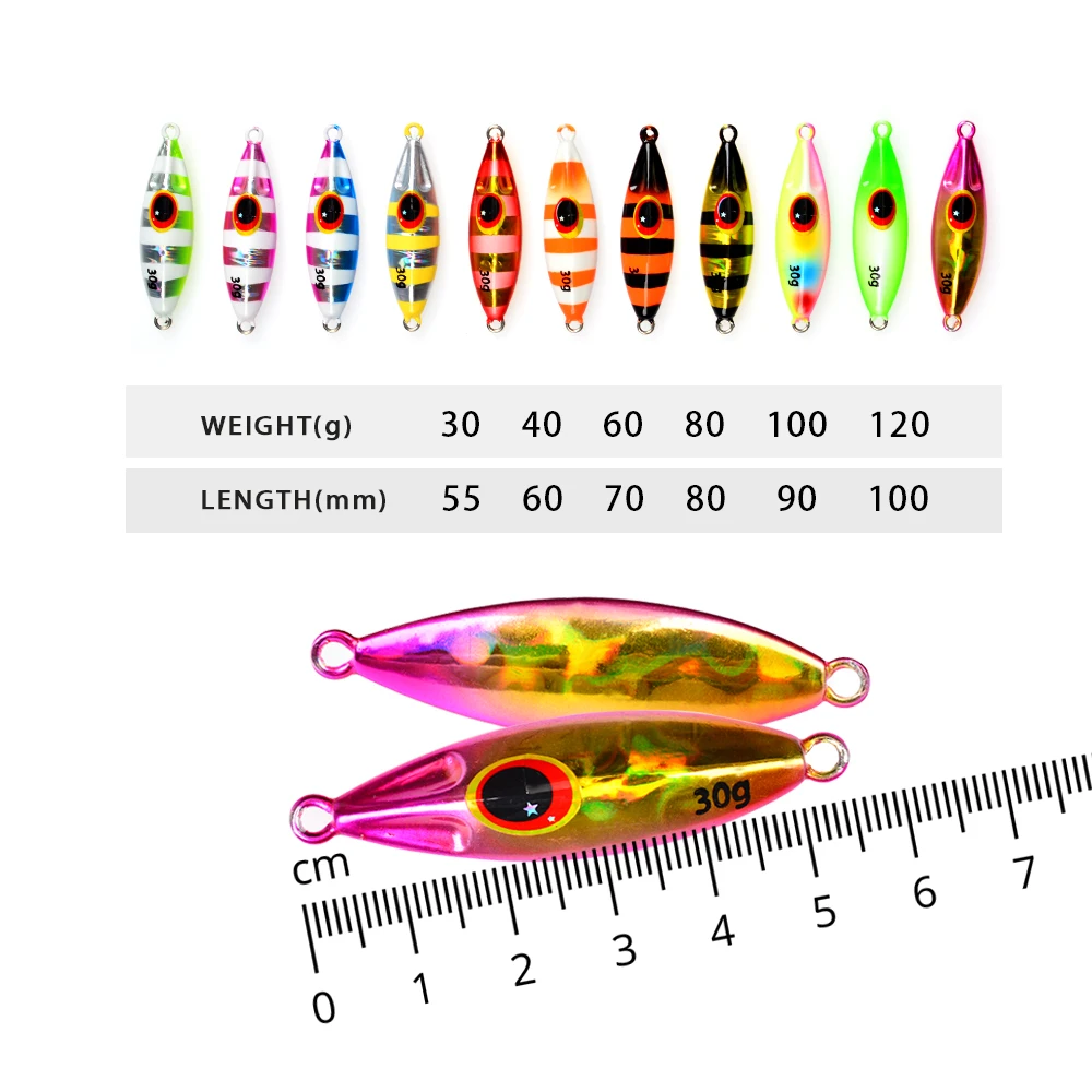 TOLU Slow Sinking Metal Jig Lure 30g 40g 60g 80g 100g 120g Saltwater Fishing Lure Shore Casting Vertical Metal Jig