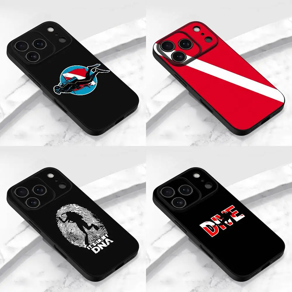 

Scuba Diver Dive Diving Flag Phone Case For iPhone 17,16,15,14,13,12,11,Pro,Max,Plus,E,Air,Mini Protective Black Cover