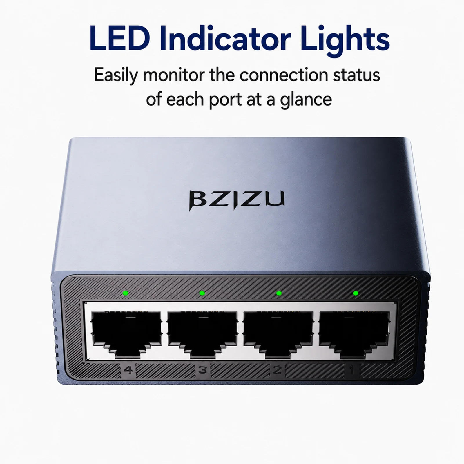 Przełącznik Ethernet BZIZU, niezarządzany przełącznik sieciowy Gigabit, Plug and Play, rozdzielacz LAN, obudowa ze stopu aluminium, zasilany przez USB-C — zdjęcie produktu 6