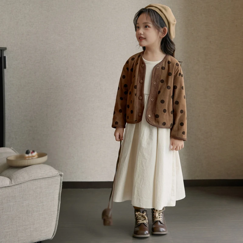 Autumn Girls  Exquisite Workmanship Korean Style  Dress Girls Stylish Fluffy Dress Skin-friendly And Breathable Mid-calf Dress