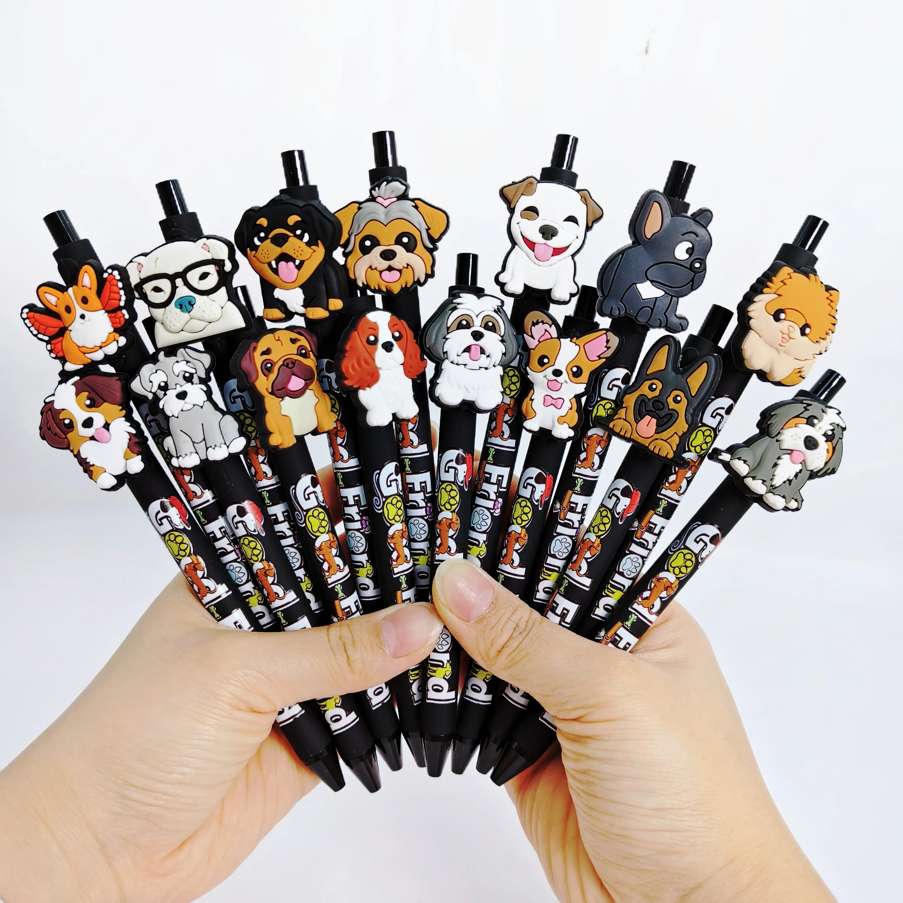 

10pcs/15pcs pet dog ballpoint pen, dog themed ballpoint pen, black ink quick drying pen, student signature gift pen