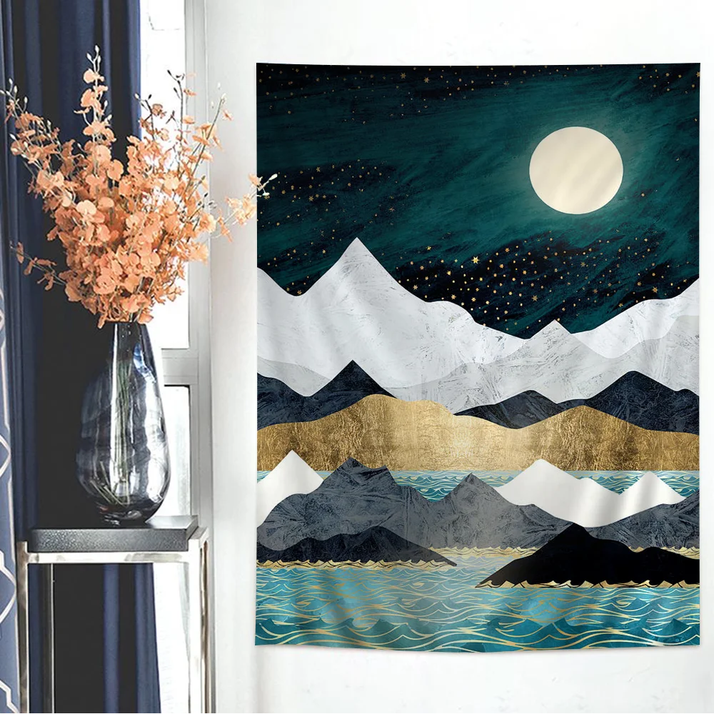 Nordic Abstract Geometric Mountain Tapestry Art Printing Art Science Fiction Room Home Decor Wall Art Decor