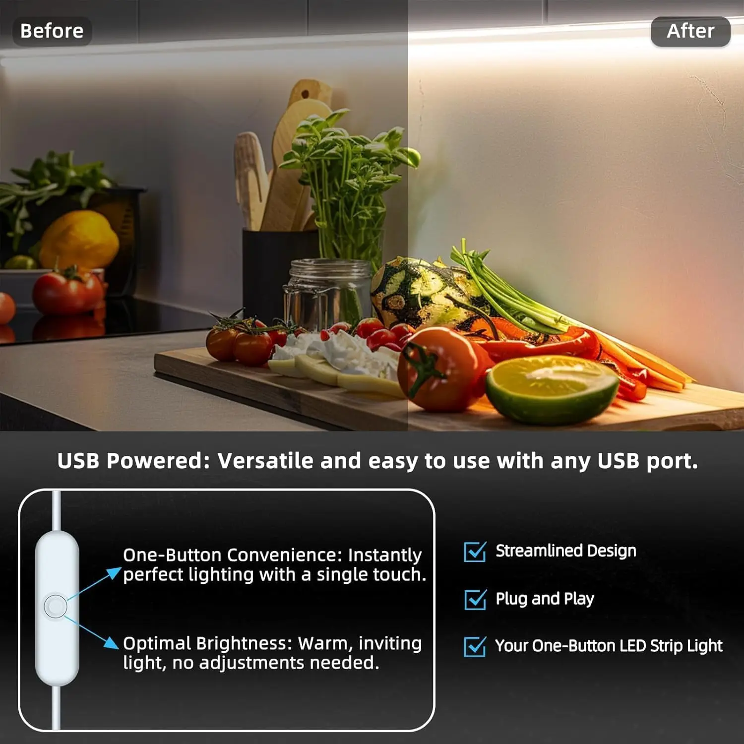 COB LED Strip Lights 5V High Density Linear Lighting Press Switch LED Tape Ribbon Flexible RA90 For Living Room Cabinet Decor