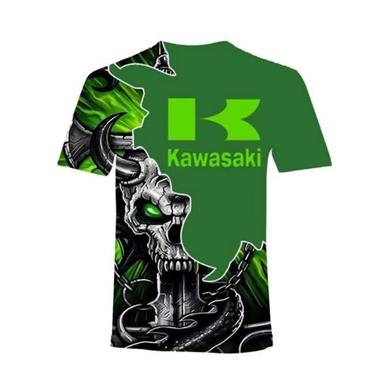 Summer New Cool Fashion T-shirt Motorcycle Racing 3D Printing T-shirt Men's and Women's Short-sleeved Tops