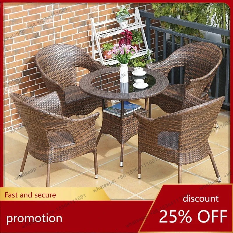 Outdoor Table and Chair Garden Rattan Chair Open-Air Balcony Set Home Tea Table and Chair