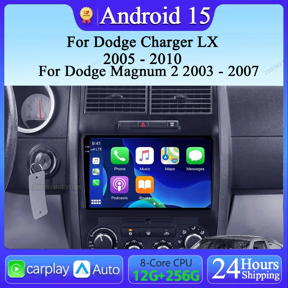 Android 15 para Dodge Charger LX 2005 - 2010 para Dodge Magnum 2 2003 - 2007 Carplay Auto 2K pantalla Radio de coche reproductor Multimedia 4G