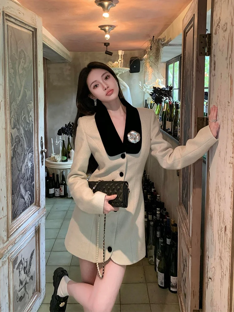 

Syj ujia plus Size Women's Long Sve Dr Single Button Ele ort Skirt Commute Sle Korean Version Straight Cut