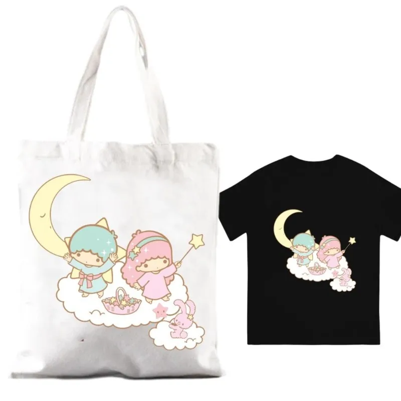 MINISO Sanrio Little twin S-stars borse a tracolla da donna coppia combinazione di vestiti colletto manica corta maglietta moda uomo cotone