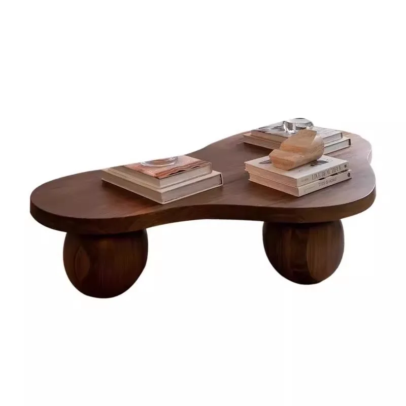 

household special-shaped designer tea table coffee table French walnut solid wood retro small apartment coffee table