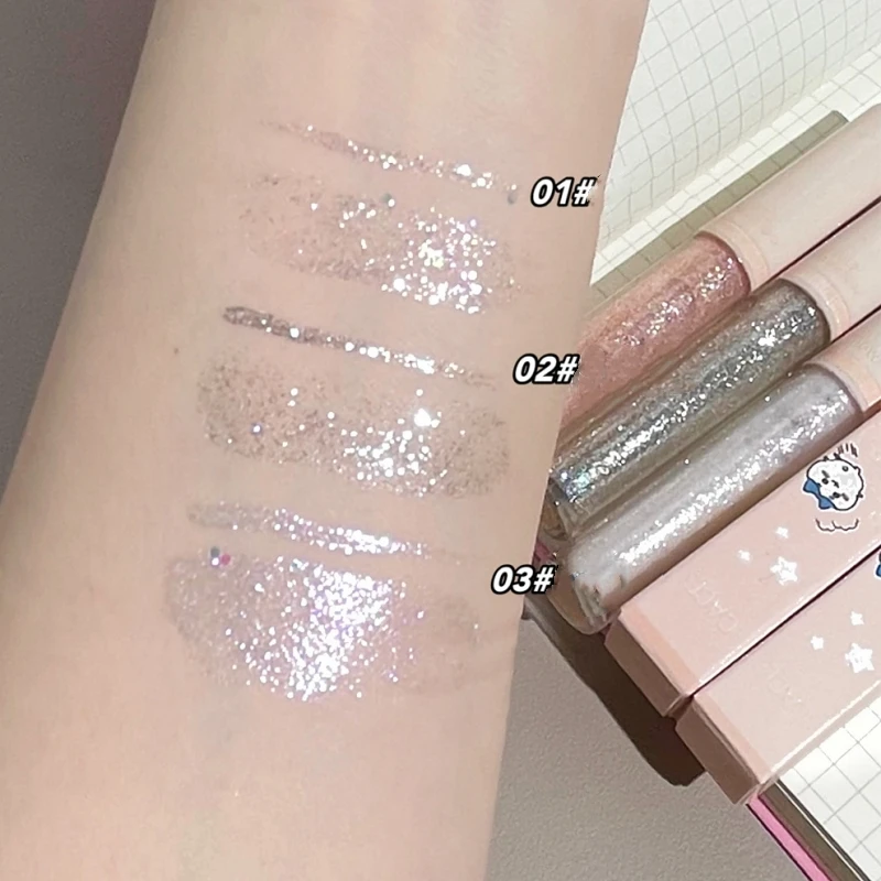 Liquid Glitter Eye Shadow Fine Flash Bright Crystal Pearl Broken Highlight Lying Silkworm Eye Shadow Waterproof Cosmetics