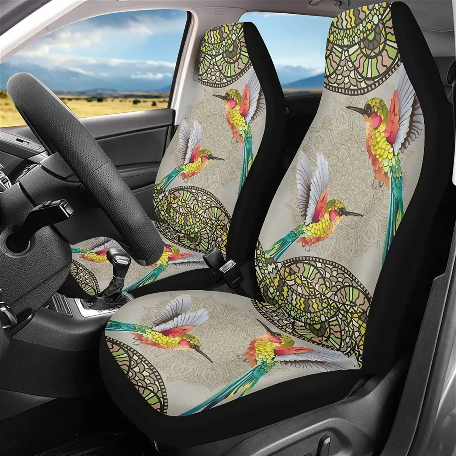 Boho Hummingbird Automotive Seat Cover Accessories Car Seat Covers Protectors for Car SUV/Trucks/Sedans/Van Universal Car