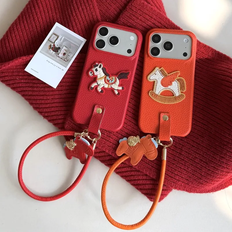 Autumn and Winter Embroidered Knitted Pony Phone Case For iP