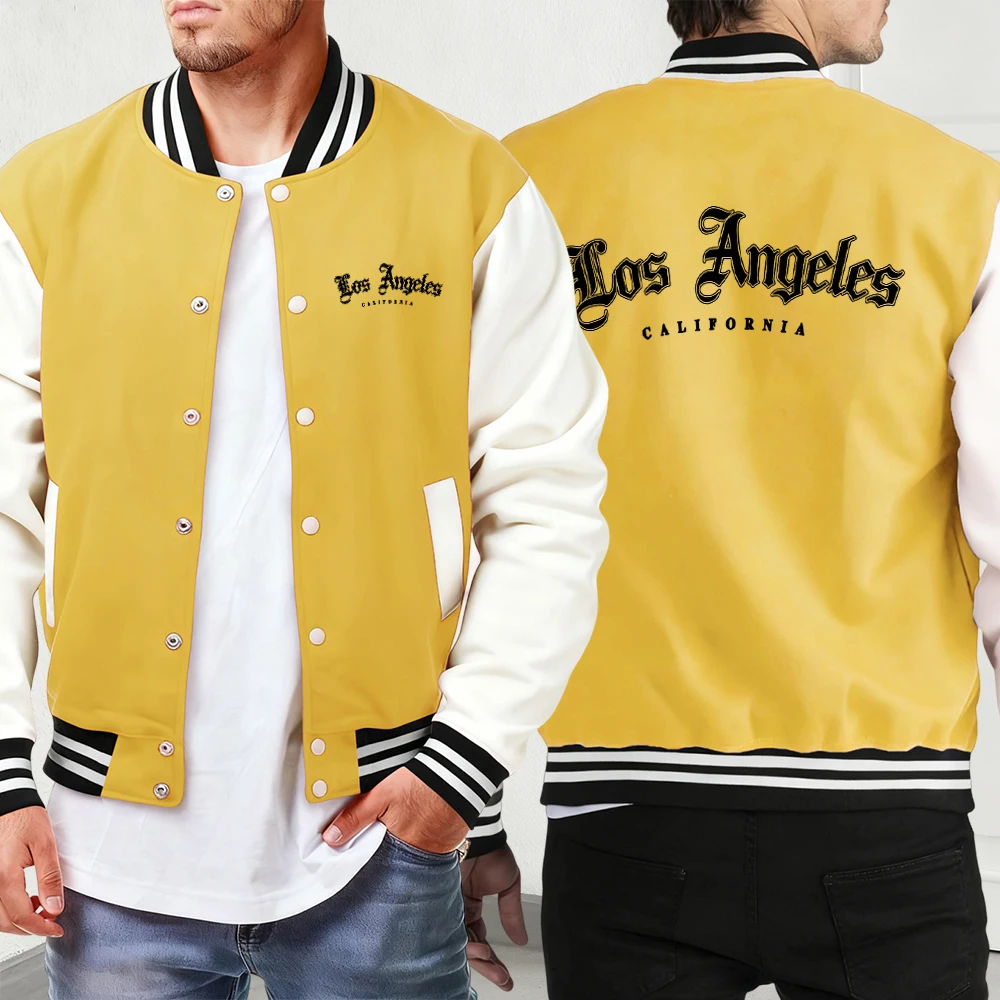 

Калифорния с буквенным креативным узором, новый бейсбольный трикотаж, мужские спортивные куртки большого размера, уличная ретро-жилетка, осенняя мужская одежда на пуговицах