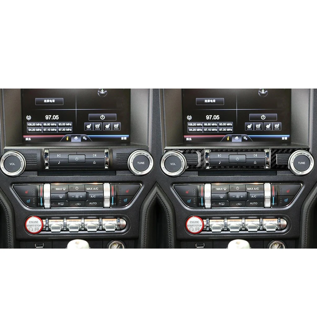 For Ford Mustang 2015-2020Center Control Panel AC CD Frame Trim Real Soft Carbon Fiber Interior Accessories Decoration Stickers