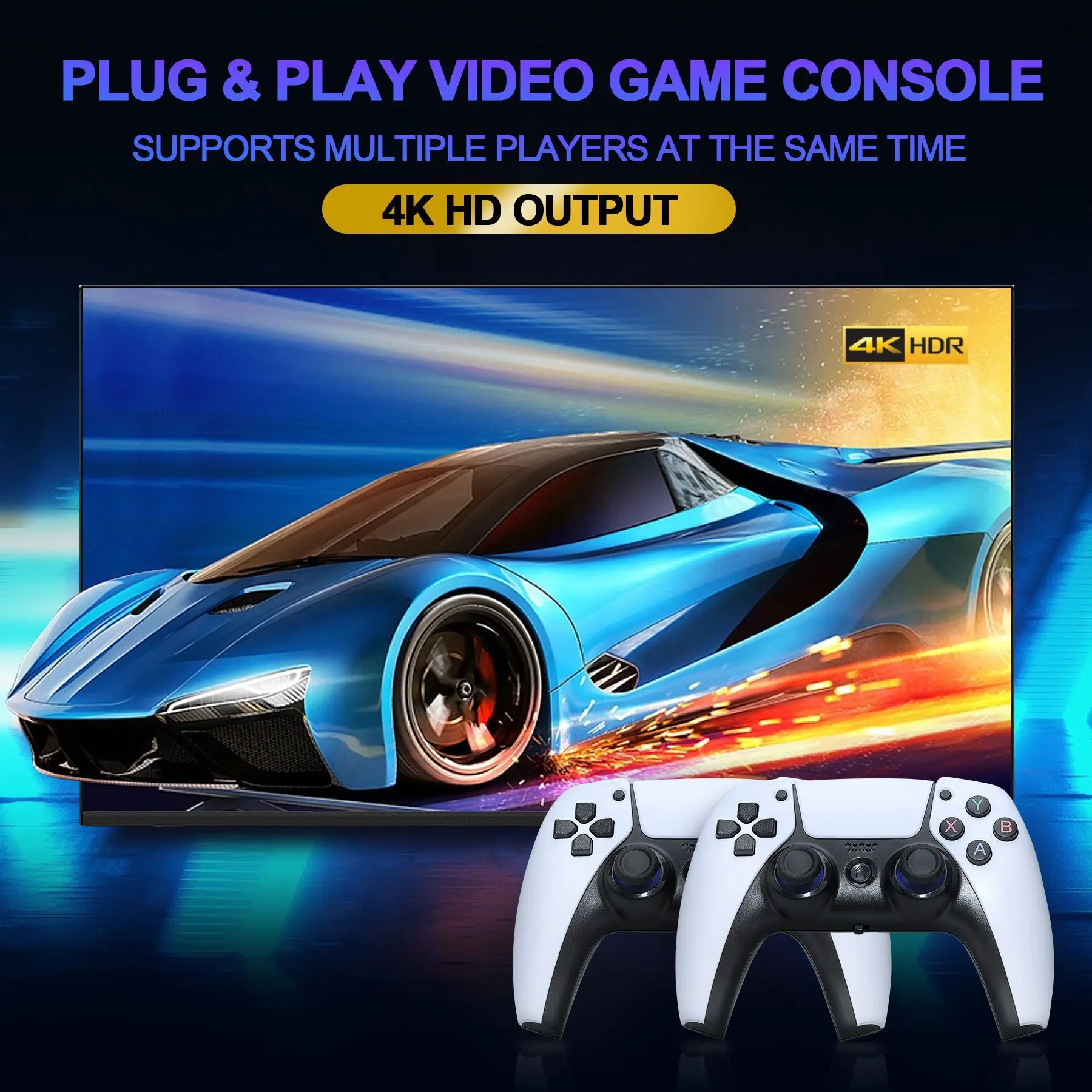 U10 4K Game Stick Retro Video Game Console 2.4G Wireless Controller 64GB 10000 Games HD Gaming Console for Linux Android System