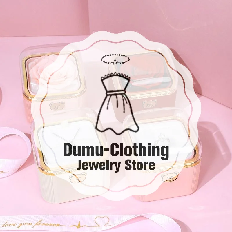 

Fashion Cute Flip Necklace Box Romantic Dustproof Rotating Rose Box Automatic Plastic Necklace Storage Case Birthday