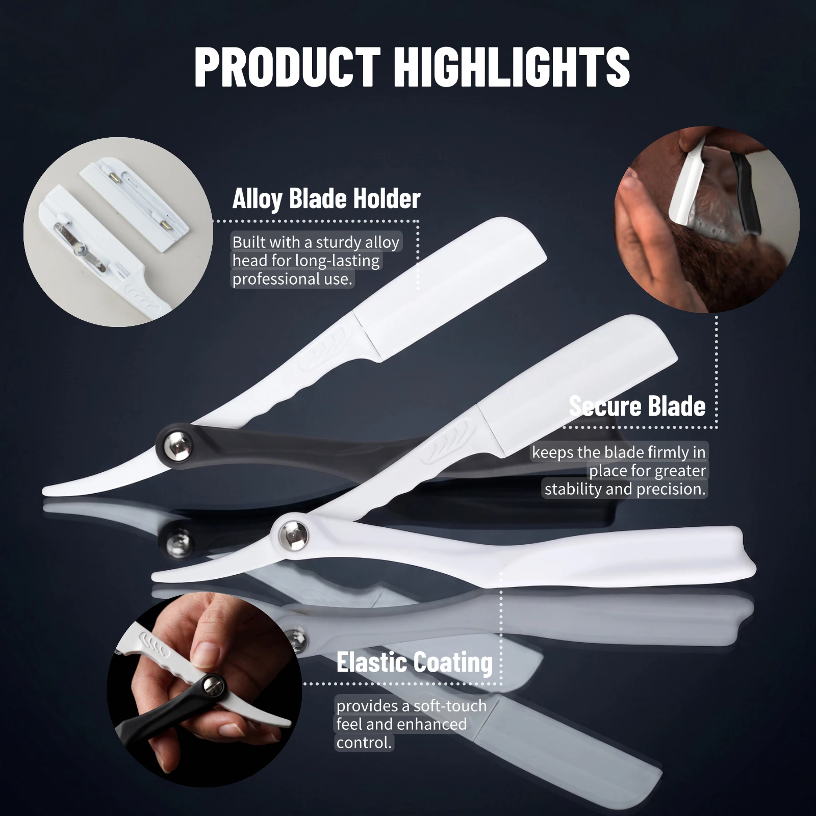 1Pc New Pro Salon Manual Straight Razors For Men Zinc Alloy Folding Beard Shaving Knives Holder Hair Cutting Razors Barber Tools