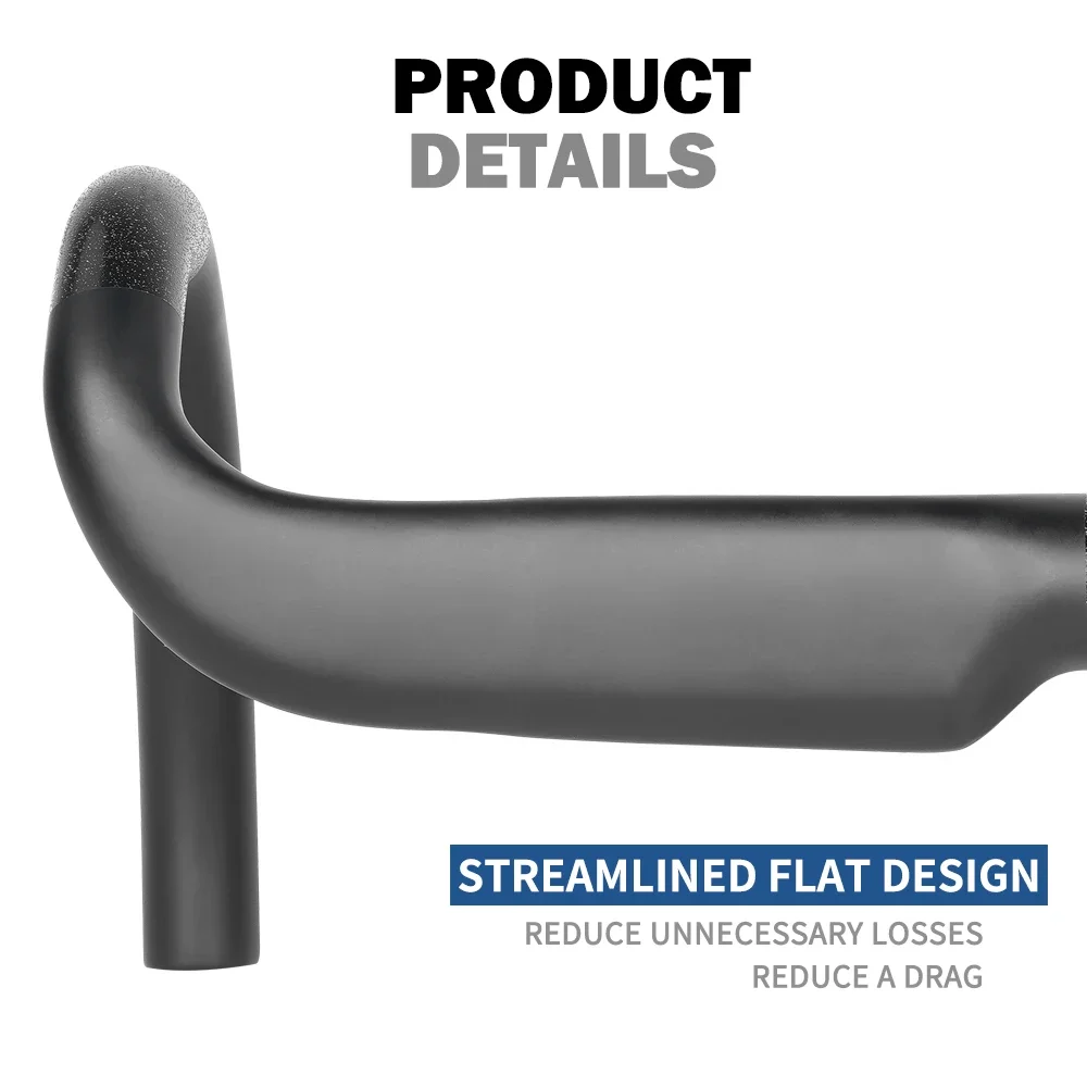 TOSEEK Bike Carbon T1000 Road Handlebar No Logo 380/400/420/440mm Black Matt Fully Internal Routing Road Bicycle HandleBar
