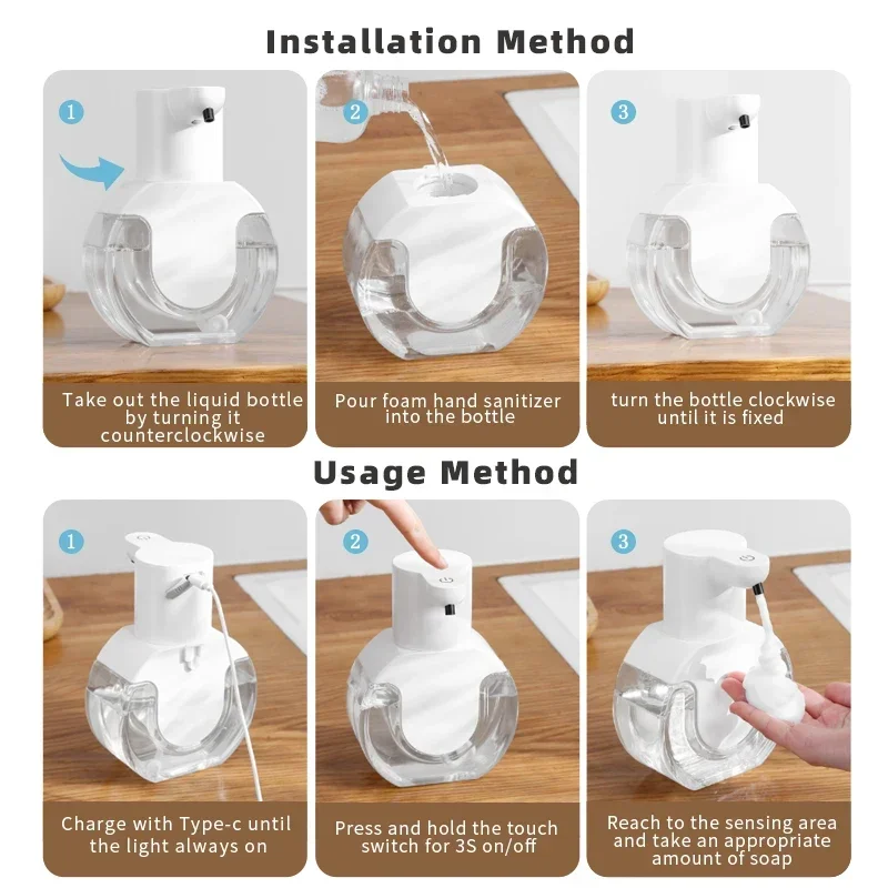 420ml 液体充電式浴室誘導センサー付き新型壁掛け自動ソープディスペンサー 泡状スマート手洗い機
