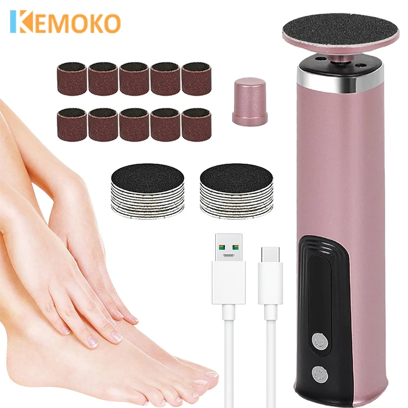 

Electric Foot Callus Remover Machine File Grinder Pedicure Tool Dead Skin Cuticle Removal with Replacement Sand Rechargeable