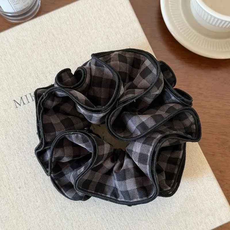 Grandi elastici Fasce per capelli scozzesi vintage Eleganti elastici per coda di cavallo Accessori per capelli da donna
