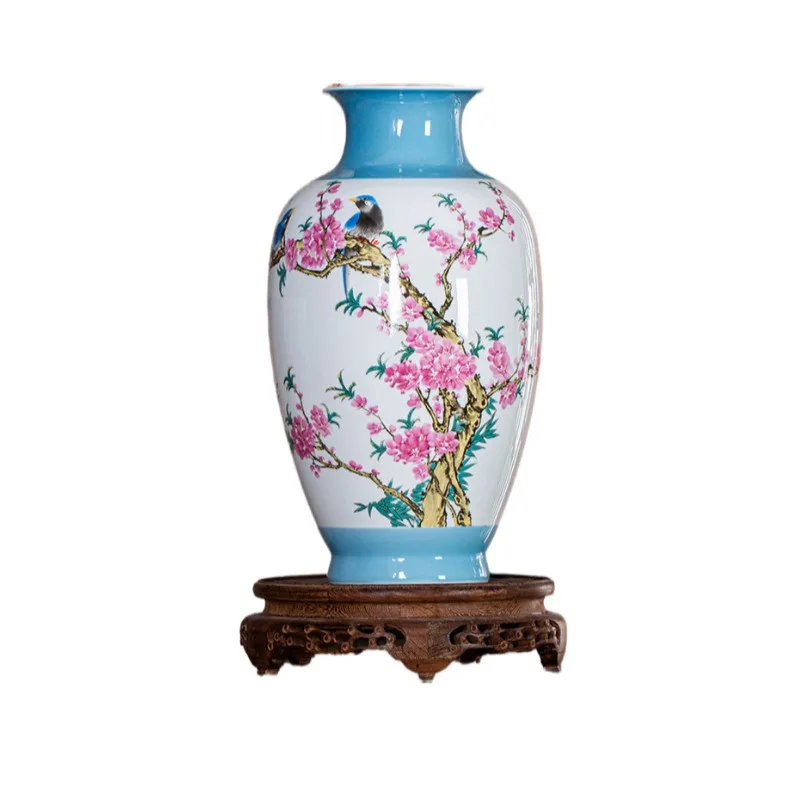 New Chinese Jingdezhen ceramic vase living room vase water point peach blossom porcelain decoration home jewelry ornament