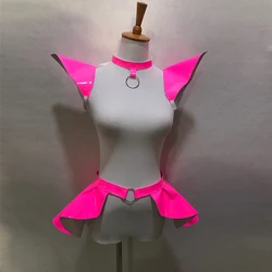 Pink Pole Dance Cotume Sexy Adult Gogo Jazz Nightclub Wear Carnival Festival Party Show Rave Outfit Flying Shoulder Women VDL924