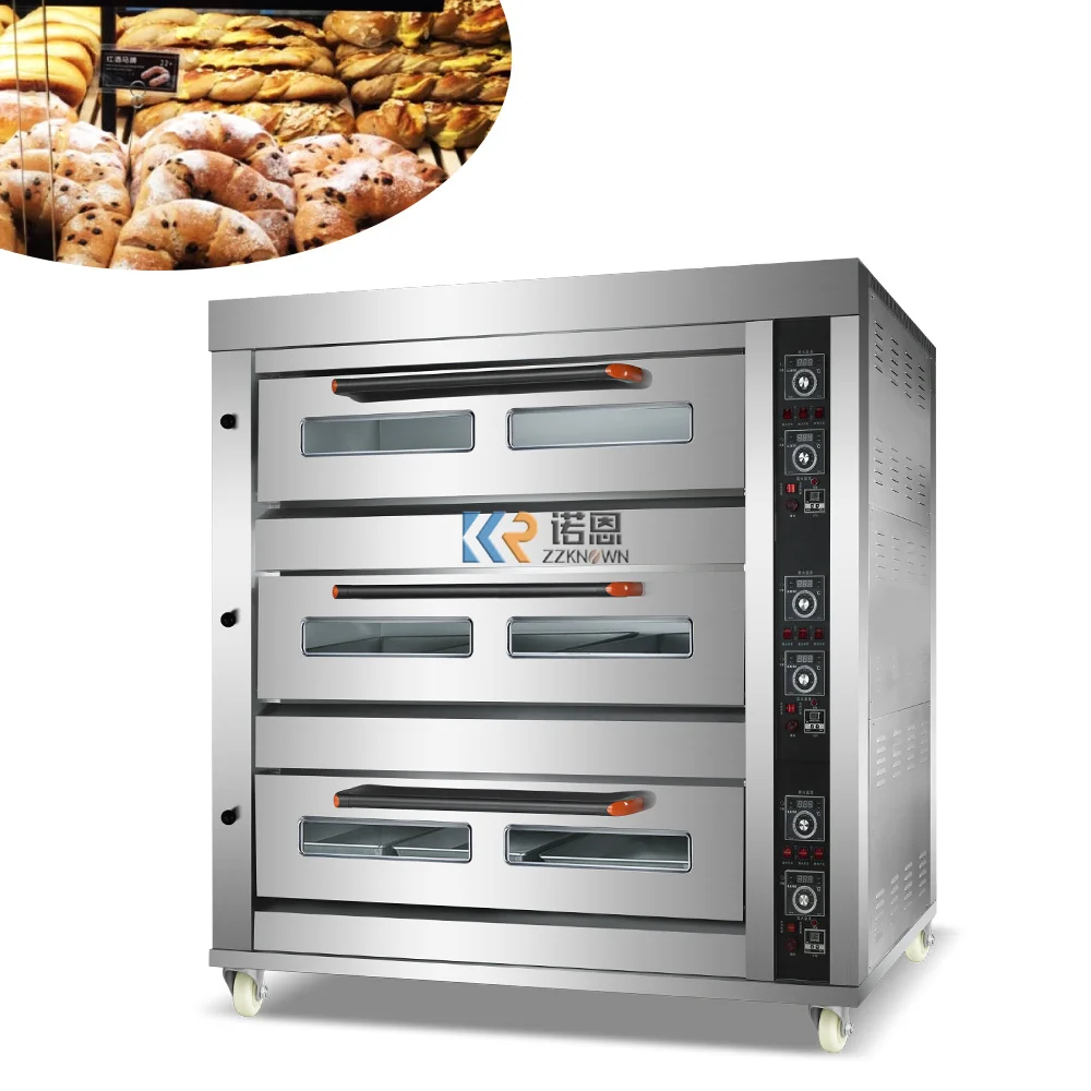 Gas Baking Oven Commercial Large-Capacity Stainless Steel Roasted Bread 3 Decks 9 Trays Bakery Equipment Oven For Baking